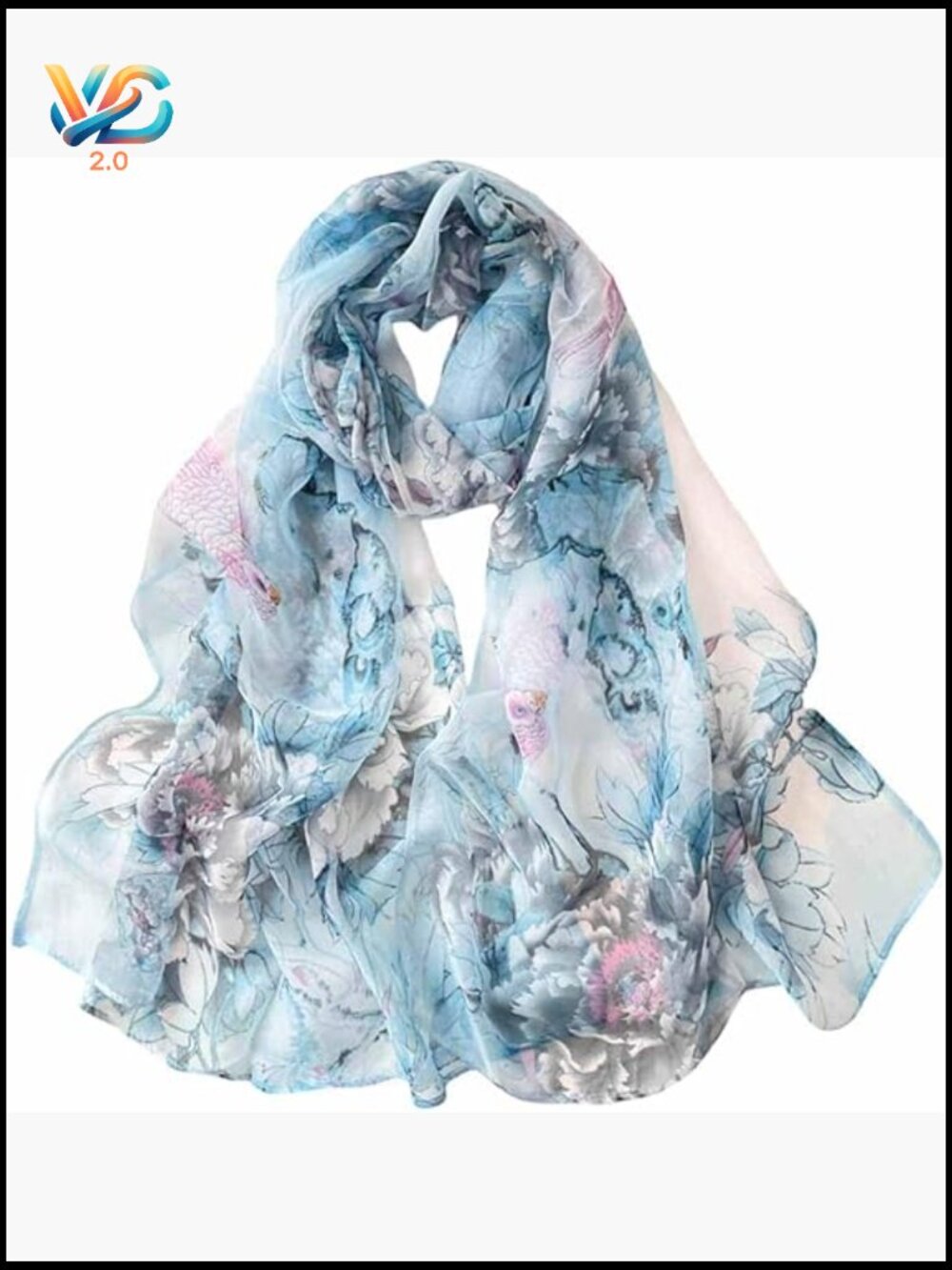 Floral Scarf Wrap Lightweight Sun Protection Shawls Fashionable Print Neck